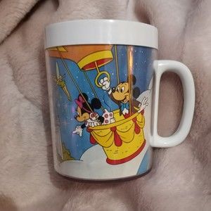 Vintage Disney Thermo Serv Mug 70's 80's Classic Characters Mickey Minnie Goofy